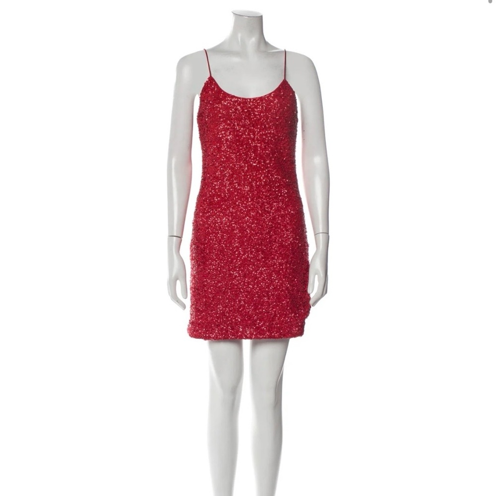 Alice + Olivia Red Sequin Mini Dress